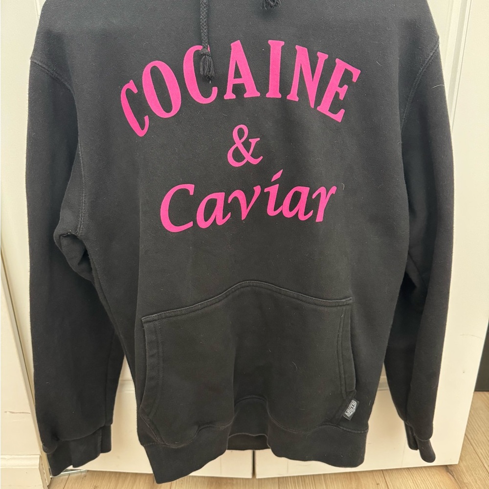 Black Hoodie with Pink Text